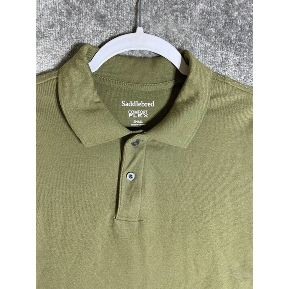 Saddlebred Comfort Flex Polo Shirt Mens Size Small Olive Green Short Sleeve‎ - Picture 5 of 9